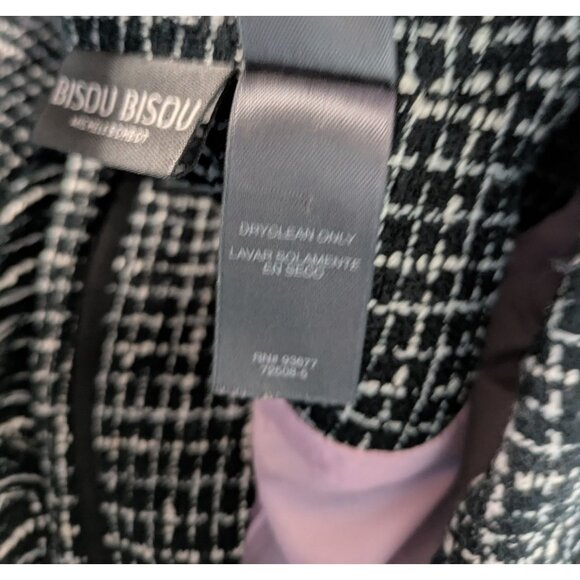 Bisou Bisou Michelle Bohbot Black and White Tweed fringe blazer jacket Size 16 - Picture 8 of 8